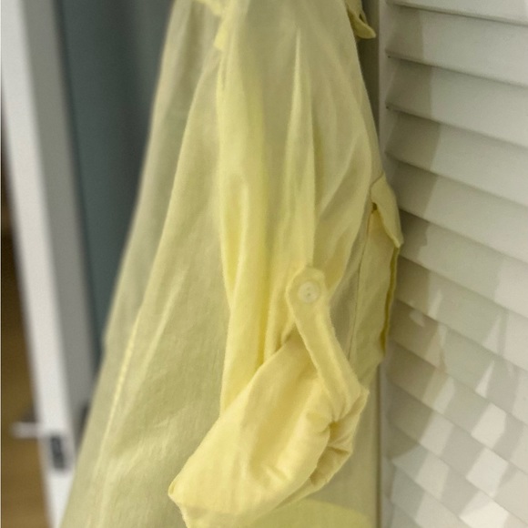 Theory yellow button down/up top long sleeve with pockets “marandel” - Picture 10 of 10